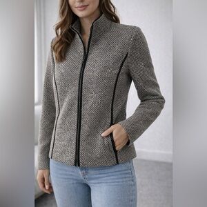 037. Vintage Pierre Cardin Black and White Patterned Blazer